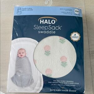 Halo SleepSack Swaddle with Pink and Green Floral Pattern